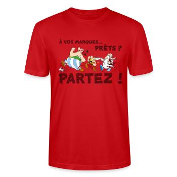 Asterix - Auf die Plätze... Darlehen? Gehen Sie weg! - Stanley/Stella Unisex Bio-T-Shirt CRAFTER - Rot - Vorne - Alina (178cm) & Michal (187cm)