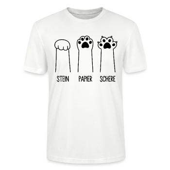 Stein Papier Schere Katze Pfote Spiel Katzenpfoten - Stanley/Stella Unisex Bio-T-Shirt CRAFTER - Weiß - Vorne - Alina (178cm) & Michal (187cm)