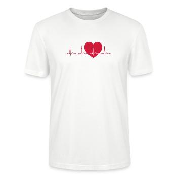 Herzschlag-EKG-Linie Medizinischer Pulswellen-Ikon-Vektor - Stanley/Stella Unisex Bio-T-Shirt CRAFTER - Weiß - Vorne - Alina (178cm) & Michal (187cm)