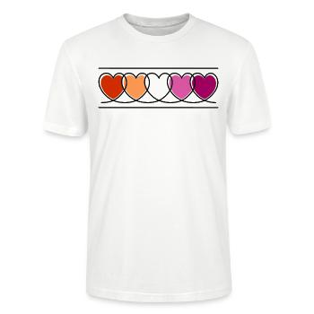 Lesbian Lesbian Hearts - Stanley/Stella CRAFTER Unisex Organic T-Shirt - white - Front - Alina (178cm) & Michal (187cm)