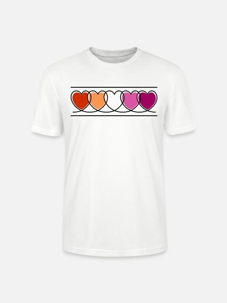 Lesbian Lesbian Hearts - Stanley/Stella CRAFTER Unisex Organic T-Shirt - white
