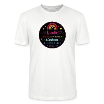 Danke dass Du mir beim Wachsen geholfen hast - Stanley/Stella Unisex Bio-T-Shirt CRAFTER - Weiß - Vorne - Alina (178cm) & Michal (187cm)