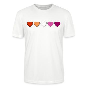 Lesbian Lesbian Lesbian Hearts - Stanley/Stella CRAFTER Unisex Organic T-Shirt - white - Front - Alina (178cm) & Michal (187cm)