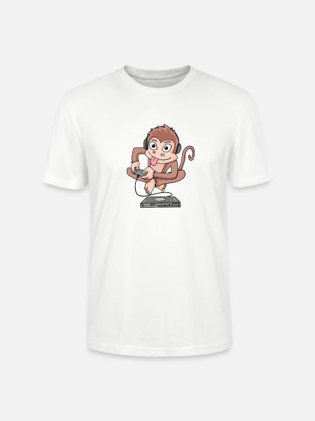 Monkey plays video games - Stanley/Stella CRAFTER Unisex Organic T-Shirt - white