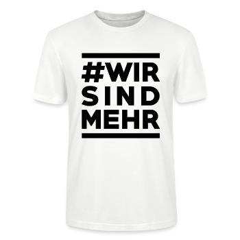 #Wir sind mehr - Statement für Zusammenhalt - Stanley/Stella Unisex Bio-T-Shirt CRAFTER - Weiß - Vorne - Alina (178cm) & Michal (187cm)