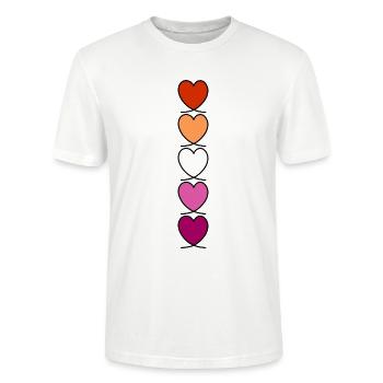 Lesbian Lesbian Lesbian Hearts - Stanley/Stella CRAFTER Unisex Organic T-Shirt - white - Front - Alina (178cm) & Michal (187cm)