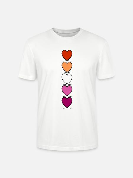 Lesbian Lesbian Lesbian Hearts - Stanley/Stella CRAFTER Unisex Organic T-Shirt - white