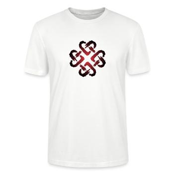 Keltische Knoten Herz Unendlichkeit - Stanley/Stella Unisex Bio-T-Shirt CRAFTER - Weiß - Vorne - Alina (178cm) & Michal (187cm)