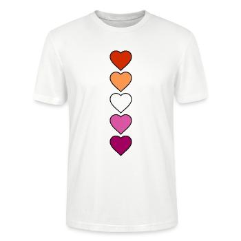 Lesbian Lesbian Hearts - Stanley/Stella CRAFTER Unisex Organic T-Shirt - white - Front - Alina (178cm) & Michal (187cm)