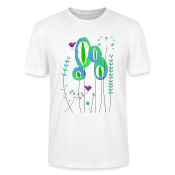 Wald abstrakt - Stanley/Stella Unisex Bio-T-Shirt CRAFTER - Weiß - Vorne - Alina (178cm) & Michal (187cm)