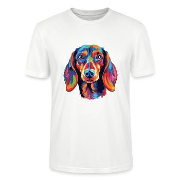 Dackel Hund Rasse Aquarell Karikatur Kawaii Colo - Stanley/Stella Unisex Bio-T-Shirt CRAFTER - Weiß - Vorne - Alina (178cm) & Michal (187cm)