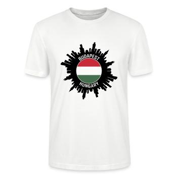 Budapest Skyline Ungarn Flagge Reise Souvenir - Stanley/Stella Unisex Bio-T-Shirt CRAFTER - Weiß - Vorne - Alina (178cm) & Michal (187cm)