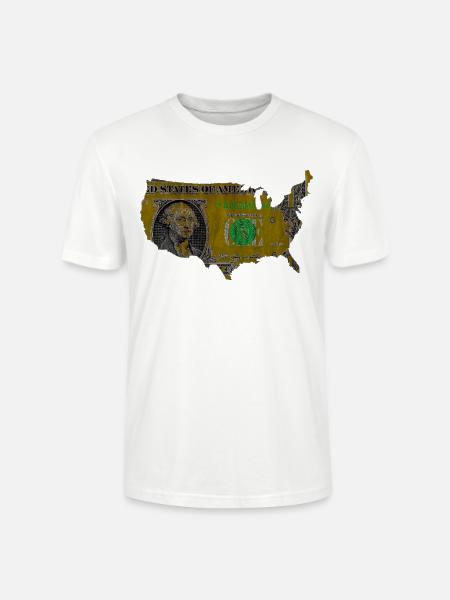 USA dollar flag - Stanley/Stella CRAFTER Unisex Organic T-Shirt - white