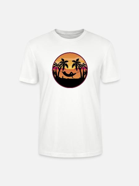 Palm Trees Hammock Sunset - Stanley/Stella CRAFTER Unisex Organic T-Shirt - white