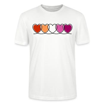 Lesbian Lesbian Hearts - Stanley/Stella CRAFTER Unisex Organic T-Shirt - white - Front - Alina (178cm) & Michal (187cm)