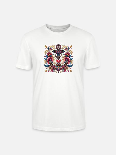 Anchor with heart - Stanley/Stella CRAFTER Unisex Organic T-Shirt - white