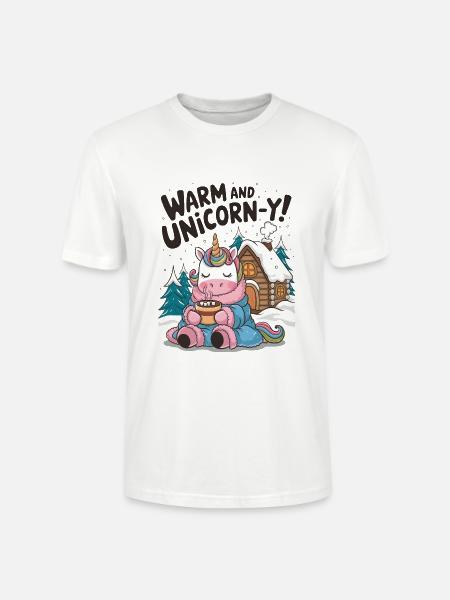 Warm And Unicorn-y! - Stanley/Stella CRAFTER Unisex Organic T-Shirt - white