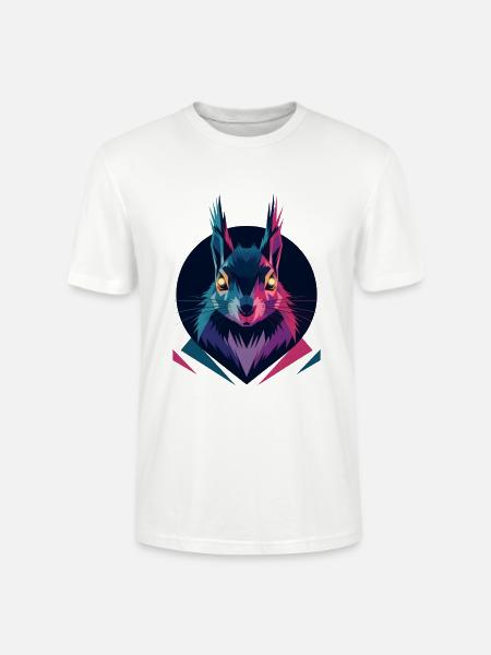 Écureuil low-poly - T-shirt bio CRAFTER Stanley Stella Unisexe - blanc