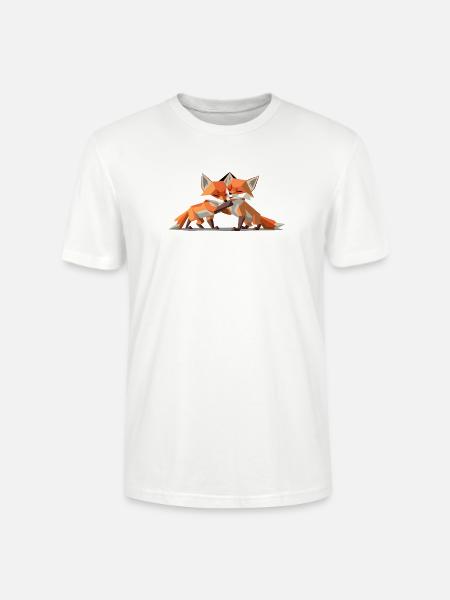 Renardeaux low-poly - T-shirt bio CRAFTER Stanley Stella Unisexe - blanc