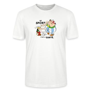 Asterix und Obelix – Sport ist Gesundheit - Stanley/Stella Unisex Bio-T-Shirt CRAFTER - Weiß - Vorne - Alina (178cm) & Michal (187cm)