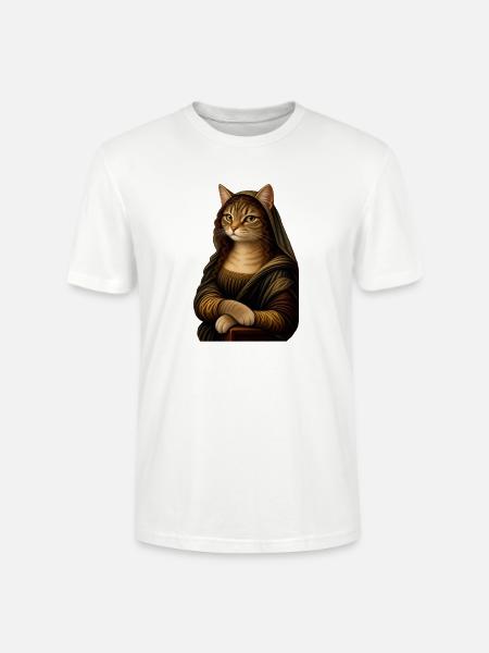 Mona Lisa als Katze - Stanley/Stella Unisex Bio-T-Shirt CRAFTER - Weiß