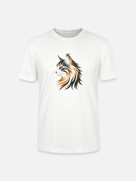 Katze Zeichnung - Stanley/Stella Unisex Bio-T-Shirt CRAFTER - Weiß