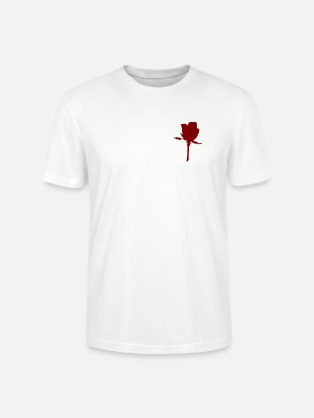 Rote Rosen-Silhouette auf Stiel - Stanley/Stella Unisex Bio-T-Shirt CRAFTER - Weiß