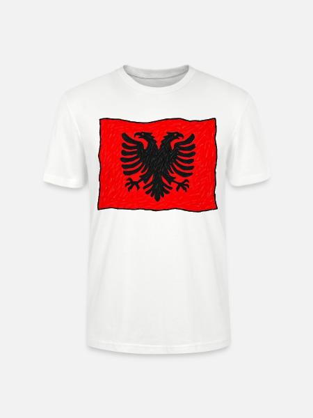 Albanische Flagge im Wind – Handgezeichnet - Stanley/Stella Unisex Bio-T-Shirt CRAFTER - Weiß