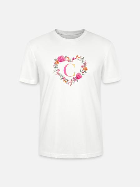 C Monogramm Blumen Herz personalisierbar - Stanley/Stella Unisex Bio-T-Shirt CRAFTER - Weiß