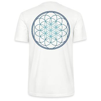 Blume des Lebens Blau - Stanley/Stella Unisex Bio-T-Shirt CRAFTER - Weiß - Hinten - Michal (187cm)