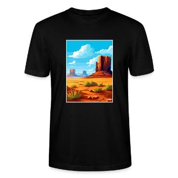 Monument Valley Arizona Wüste Reiseposter - Stanley/Stella Unisex Bio-T-Shirt CRAFTER - Schwarz - Vorne - Alina (178cm) & Michal (187cm)