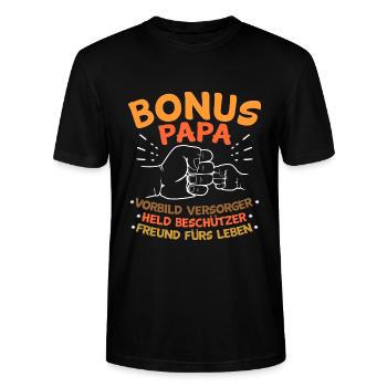 Bonus Papa Stiefvater - Stanley/Stella Unisex Bio-T-Shirt CRAFTER - Schwarz - Vorne - Alina (178cm) & Michal (187cm)