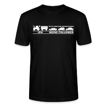 Ich, meine Follower - Traktor Autos Bauer Landwirt - Stanley/Stella Unisex Bio-T-Shirt CRAFTER - Schwarz - Vorne - Alina (178cm) & Michal (187cm)
