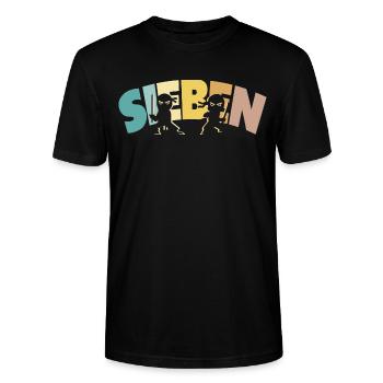 Ninja 7 Jahre Junge 7. Geburtstag - Stanley/Stella Unisex Bio-T-Shirt CRAFTER - Schwarz - Vorne - Alina (178cm) & Michal (187cm)