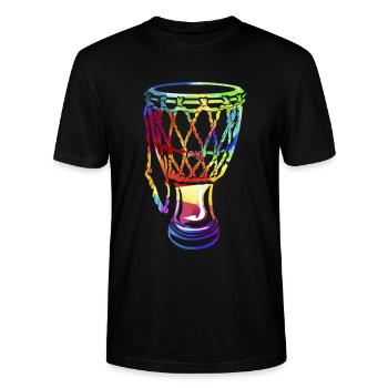Vibrierende Djembe Handtrommel - Stanley/Stella Unisex Bio-T-Shirt CRAFTER - Schwarz - Vorne - Alina (178cm) & Michal (187cm)