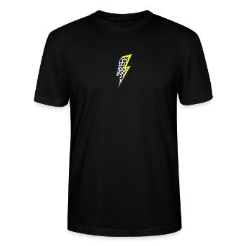Blitz Leoparden Muster mit Neon-Gelben Schatten - Stanley/Stella Unisex Bio-T-Shirt CRAFTER - Schwarz - Vorne - Alina (178cm) & Michal (187cm)