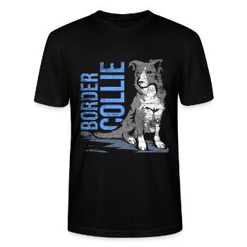 Verschmuster Border Collie Familienhund - Stanley/Stella Unisex Bio-T-Shirt CRAFTER - Schwarz - Vorne - Alina (178cm) & Michal (187cm)