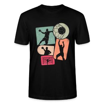 Handballer Handballspieler Kinder Handball Jungen - Stanley/Stella Unisex Bio-T-Shirt CRAFTER - Schwarz - Vorne - Alina (178cm) & Michal (187cm)
