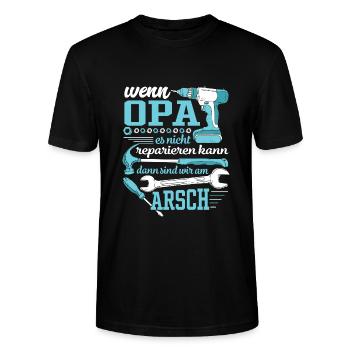 Wenn Opa es nicht reparieren kann - Stanley/Stella Unisex Bio-T-Shirt CRAFTER - Schwarz - Vorne - Alina (178cm) & Michal (187cm)