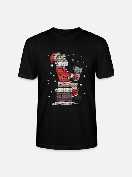 Père Noël assis sur la cheminée drôle - T-shirt bio CRAFTER Stanley Stella Unisexe - noir