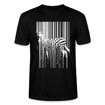 Flinkes Zebra Savannenbewohner - Stanley/Stella Unisex Bio-T-Shirt CRAFTER - Schwarz - Vorne - Alina (178cm) & Michal (187cm)