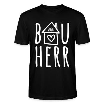 Bauherr 2026 - Stanley/Stella Unisex Bio-T-Shirt CRAFTER - Schwarz - Vorne - Alina (178cm) & Michal (187cm)