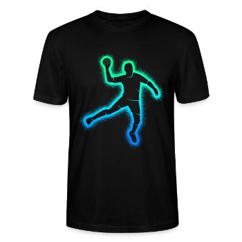 Handballspieler Handballer Kinder Handball Jungen - Stanley/Stella Unisex Bio-T-Shirt CRAFTER - Schwarz - Vorne - Alina (178cm) & Michal (187cm)