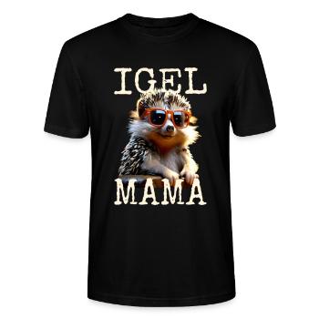 Igel Mama Mom Igelfrau Muttertag Igelmama Igel Mum - Stanley/Stella Unisex Bio-T-Shirt CRAFTER - Schwarz - Vorne - Alina (178cm) & Michal (187cm)