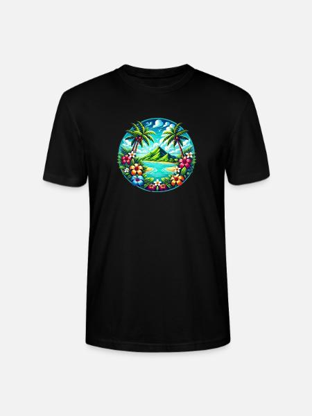 Caribbean Island Logo - Stanley/Stella CRAFTER Unisex Organic T-Shirt - black