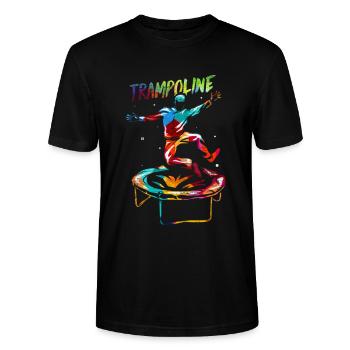 Hochfliegende Trampolin Turnerin - Stanley/Stella Unisex Bio-T-Shirt CRAFTER - Schwarz - Vorne - Alina (178cm) & Michal (187cm)