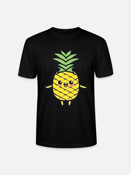 Cheerful Pineapple Cartoon Charm - Stanley/Stella CRAFTER Unisex Organic T-Shirt - black