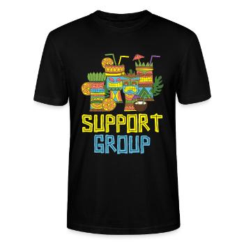 Selbsthilfegruppe Hawaiianische Luau Party Tiki Ba - Stanley/Stella Unisex Bio-T-Shirt CRAFTER - Schwarz - Vorne - Alina (178cm) & Michal (187cm)