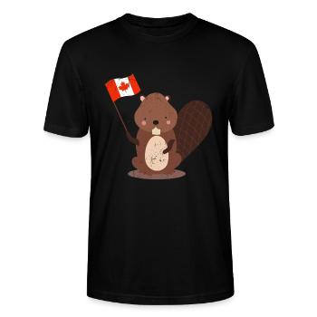 Fleißiger Biber Dammbau Gewässer - Stanley/Stella Unisex Bio-T-Shirt CRAFTER - Schwarz - Vorne - Alina (178cm) & Michal (187cm)