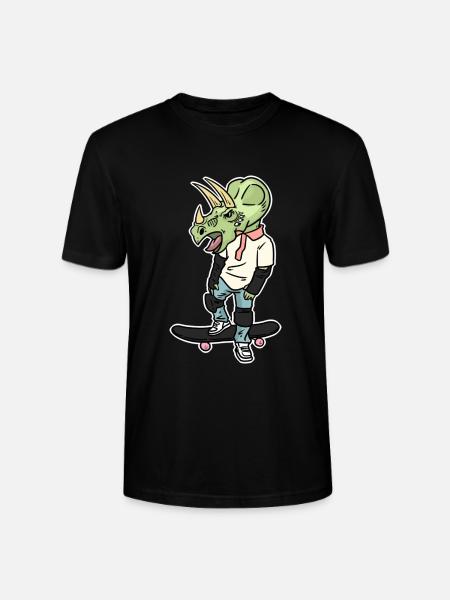 Wilder Triceratops Skateboarder - Stanley/Stella Unisex Bio-T-Shirt CRAFTER - Schwarz
